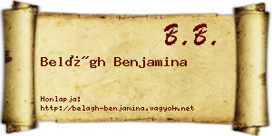 Belágh Benjamina névjegykártya